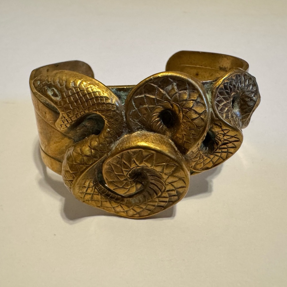 Brass Snake Cuff Bracelet